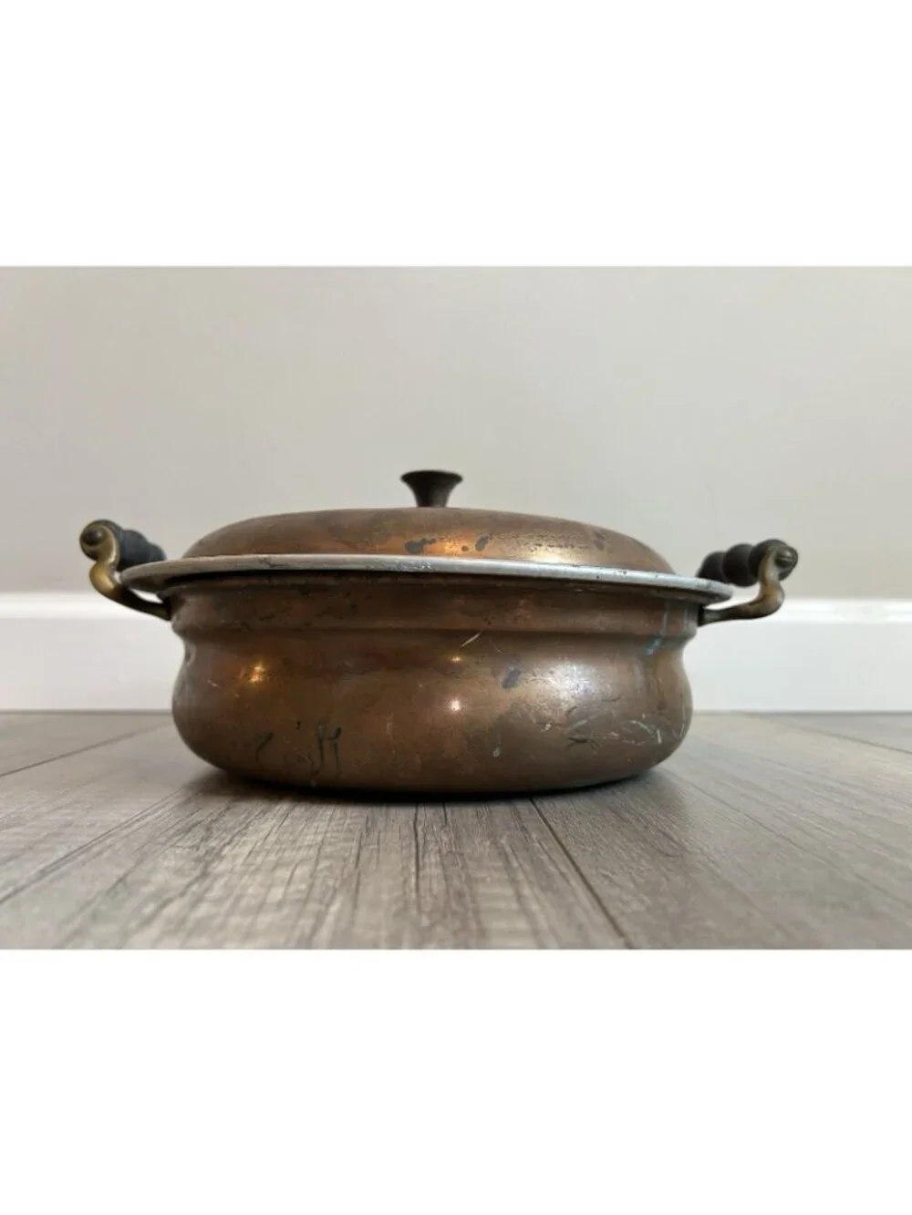 Vintage Manning Bowman Copper Pan Lid Handles Rustic Patina AS IS Cottagecore - Picture 2 of 16